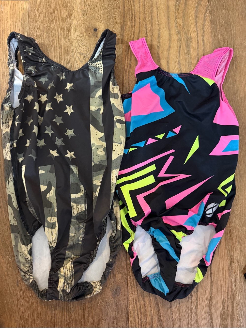 Bold & Grit Leotard- Black Camo Stars & Neon Geo